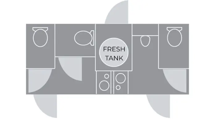 floor plan for 6x10 luxury restroom trailer 