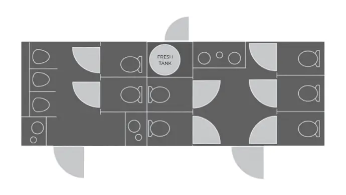 8x25 luxury restroom trailer floorplan